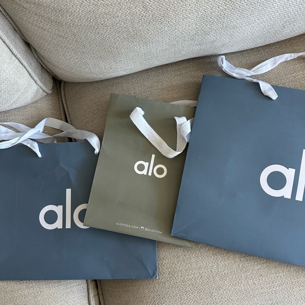 ALO Yoga Blue and Green Shopping Bags